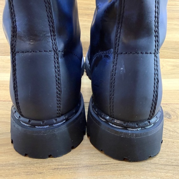 Demonia Combat Boots Mens 9 Blue Leather Cap Toe Hard Toe Lace Up Grunge - Picture 7 of 12